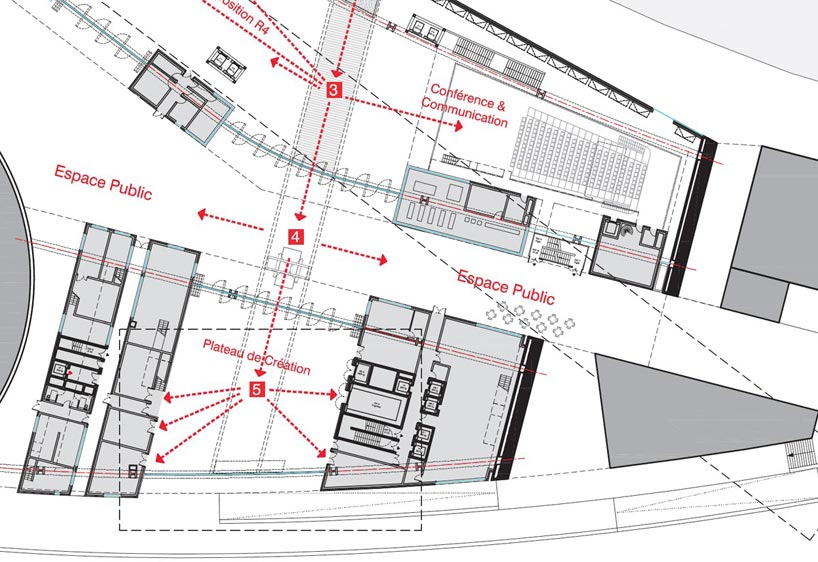 jean nouvel: R4 plastic and visual arts portal on ile seguin, paris