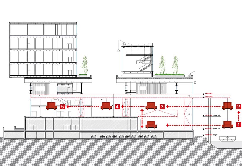 jean nouvel: R4 plastic and visual arts portal on ile seguin, paris