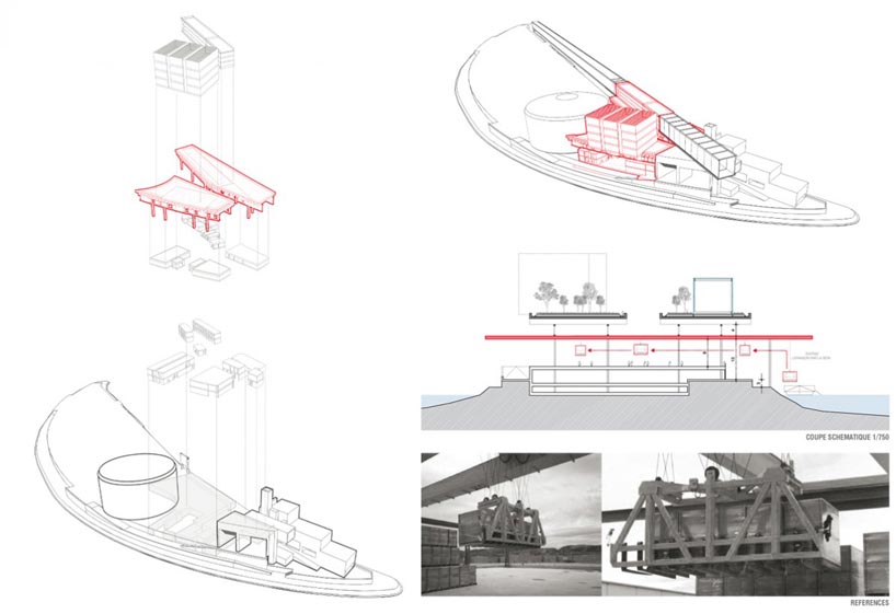 jean nouvel: R4 plastic and visual arts portal on ile seguin, paris