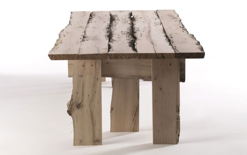 venice lagoon sunken oak pole tables by aldo cibic for riva 1920
