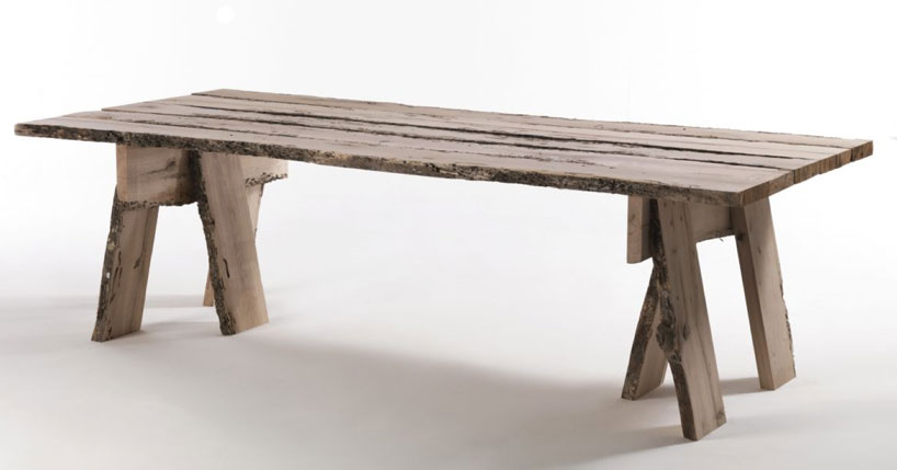 venice lagoon sunken oak pole tables by aldo cibic for riva 1920