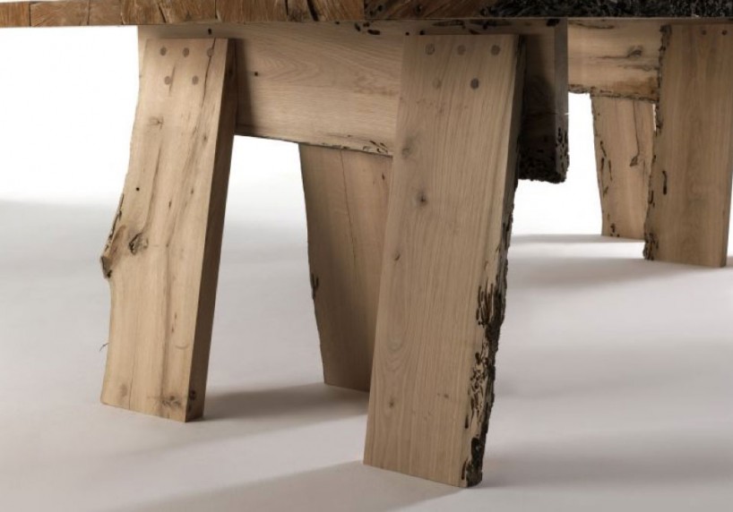 venice lagoon sunken oak pole tables by aldo cibic for riva 1920