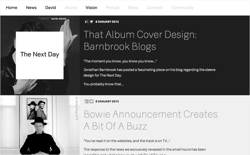 barnbrook: new david bowie website + album artwork