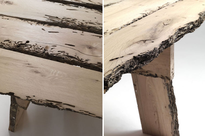 venice lagoon sunken oak pole tables by aldo cibic for riva 1920