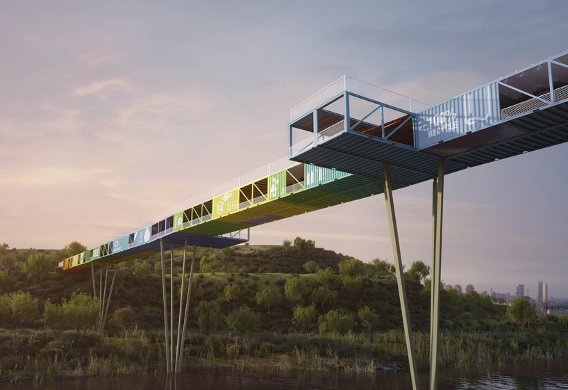 yoav messer architects ltd: ECOntainer bridge, israel