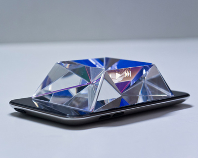 luminogeist glass prism iphone installation by yuri endo
