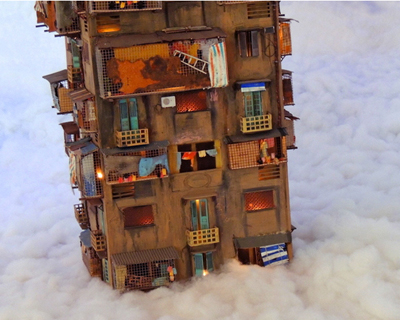 hand built diorama of hanoi apartment block by nguyen manh hung