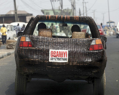 wicker covered car by ojo obaniyi