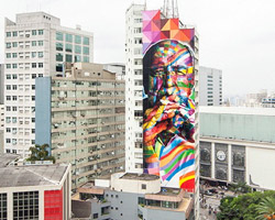 mural tribute to oscar niemeyer in brazil by eduardo kobra 