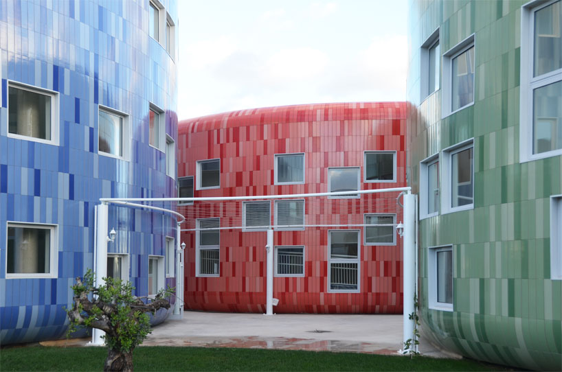 colorful cladding at the innovation center for children children's innovation centre in valencia clad in colorful tiles