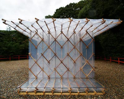 shinto shrine hut in kyoto by kengo kuma