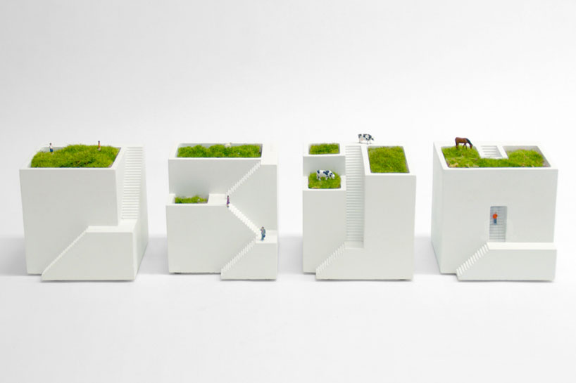 metaphys' house shaped bonkei planters create miniature landscape