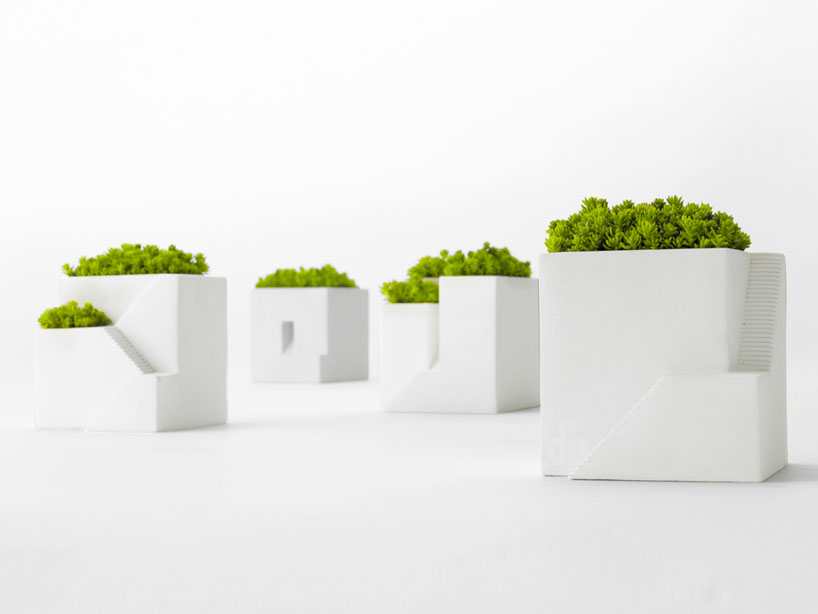 metaphys' house shaped bonkei planters create miniature landscape