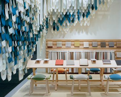 the picnic by raw edges textile installation made of 1500 kvadrat straps