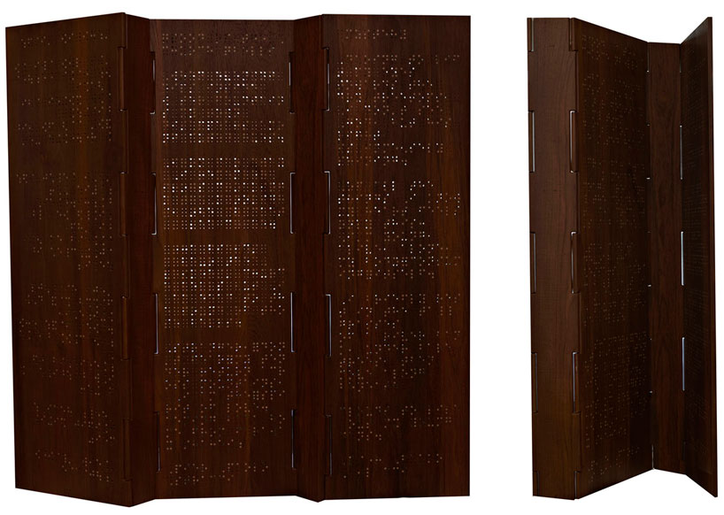 inlayed teak room partition by rooshad shroff