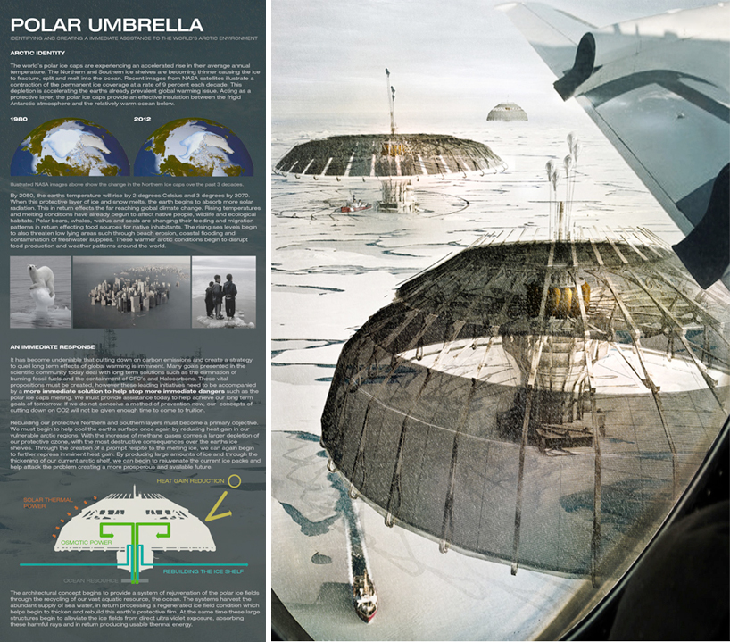 polar umbrella skyscraper by derek pirozzi to regenerate the arctic ice caps