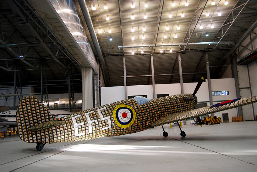 spitfire made from 6,500 egg cartons by jack munro and charlotte austen
