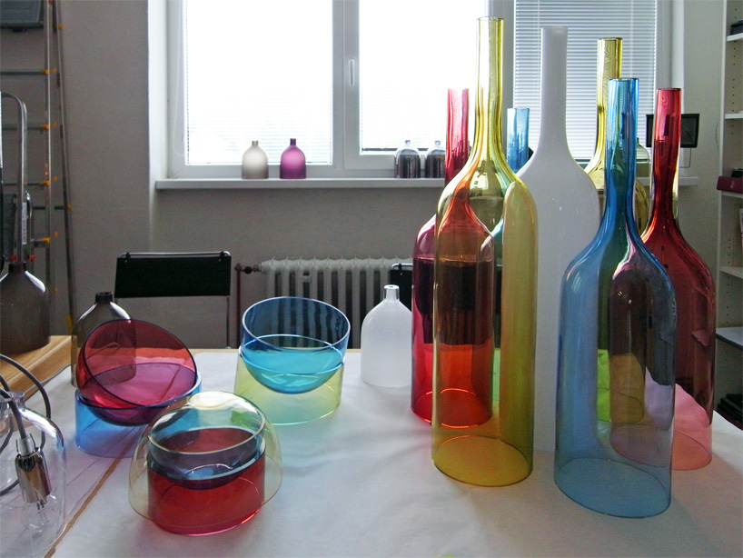 bohemian glass blown jar RGB lights by arik levy for lasvit 
