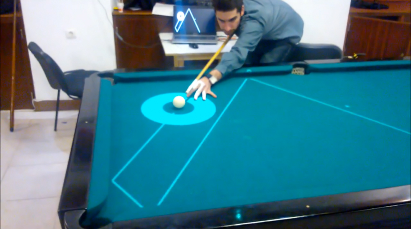 augmented reality laser guides for playing pool