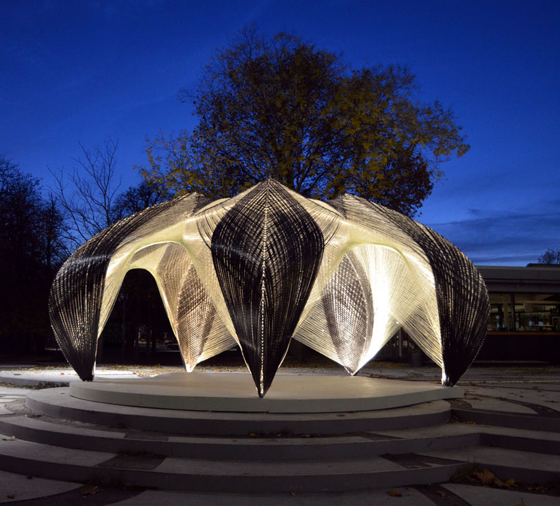 robotically fabricated carbon and glass fibre pavilion by ICD + ITKE