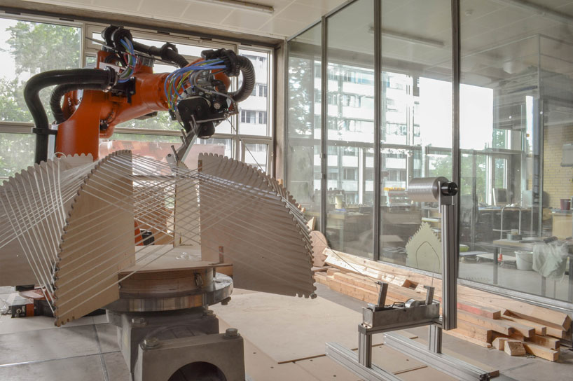 robotically fabricated carbon and glass fibre pavilion by ICD + ITKE
