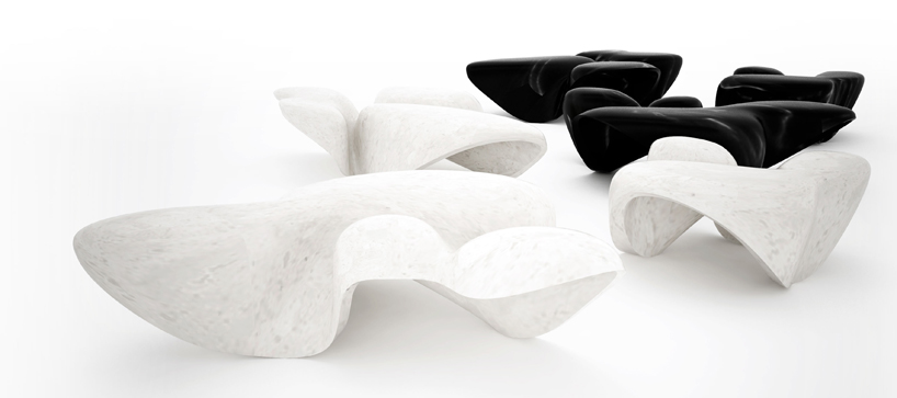 zaha hadid: mercuric marble tables for citco at salone del mobile 2013