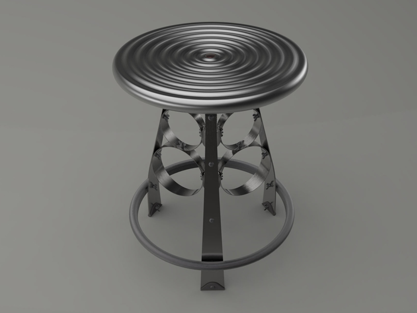 ron arad constructs 3 nuns stool for moroso from strips of steel