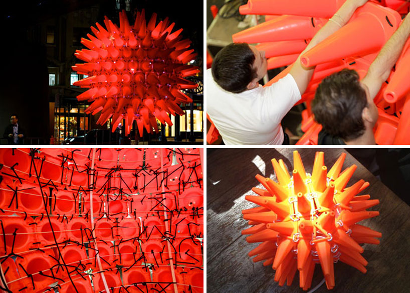 giant glowing orb made from 200 pylons by woods bagot