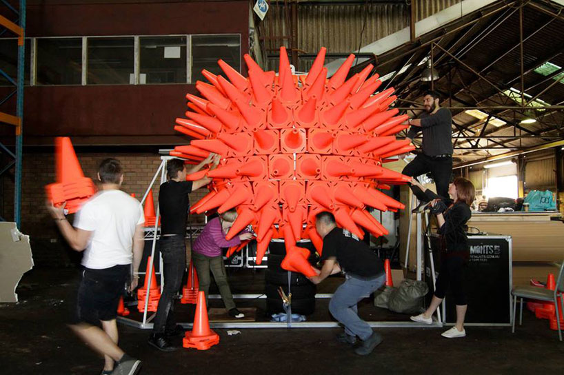 giant glowing orb made from 200 pylons by woods bagot