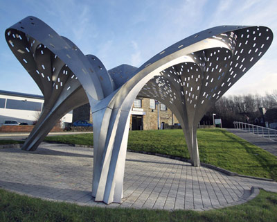 tonkin liu constructs 'rainbow gate' pavilion in northern england