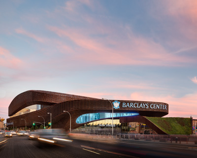 barclays center anchors atlantic yards with rusted steel skin