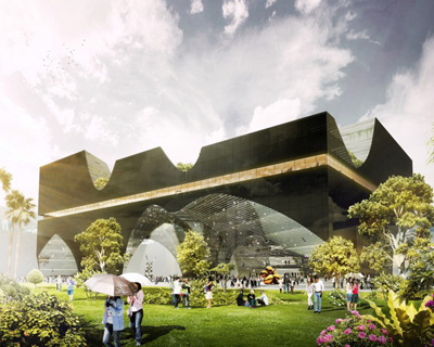 alleswirdgut interprets taichung cultural center as landscape