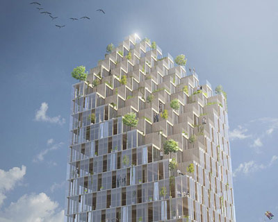 C.F. moller reveals a wooden skyscraper for stockholm