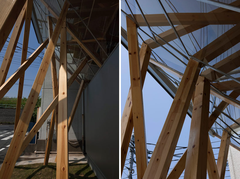 warehouse uses lively wood pillars to express brand identity