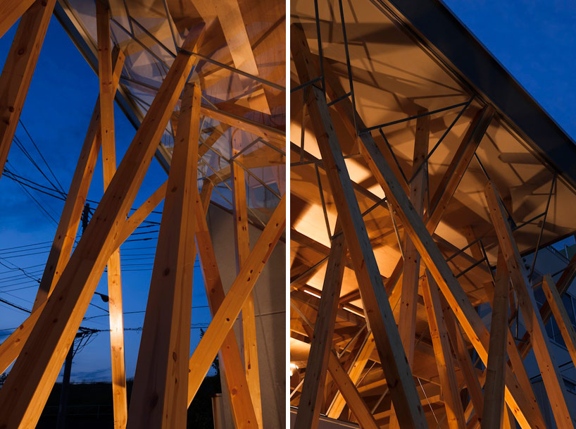 warehouse uses lively wood pillars to express brand identity