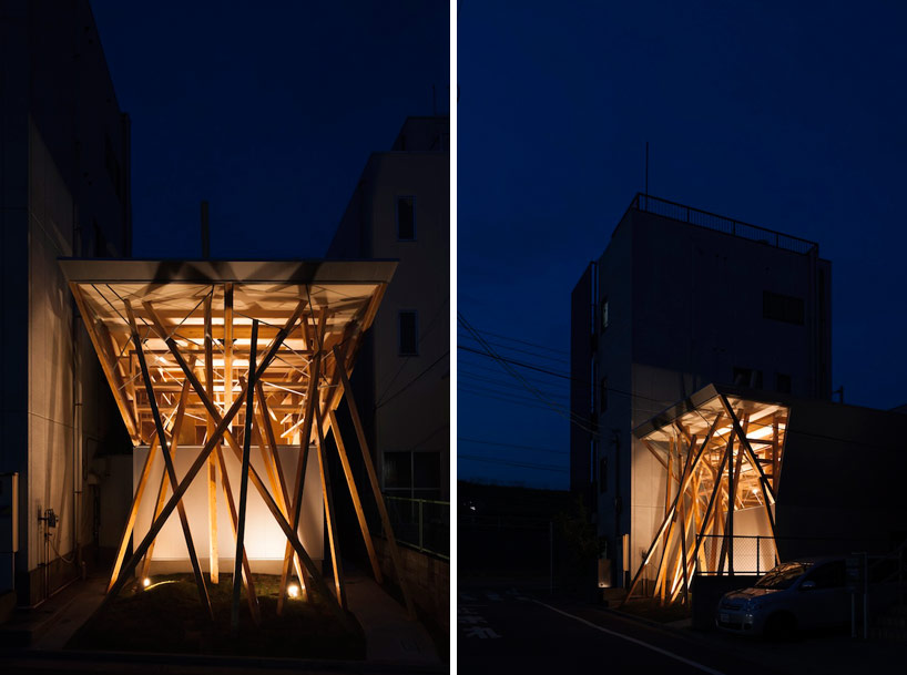 warehouse uses lively wood pillars to express brand identity