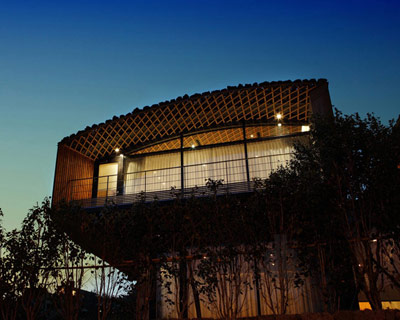 kengo kuma designs jeju ball for art villa complex in korea