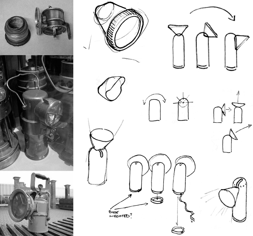 M lamp by david irwin resembles 19th century miner's lantern