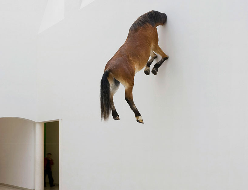 maurizio cattelan's 5 horses at fondation beyeler