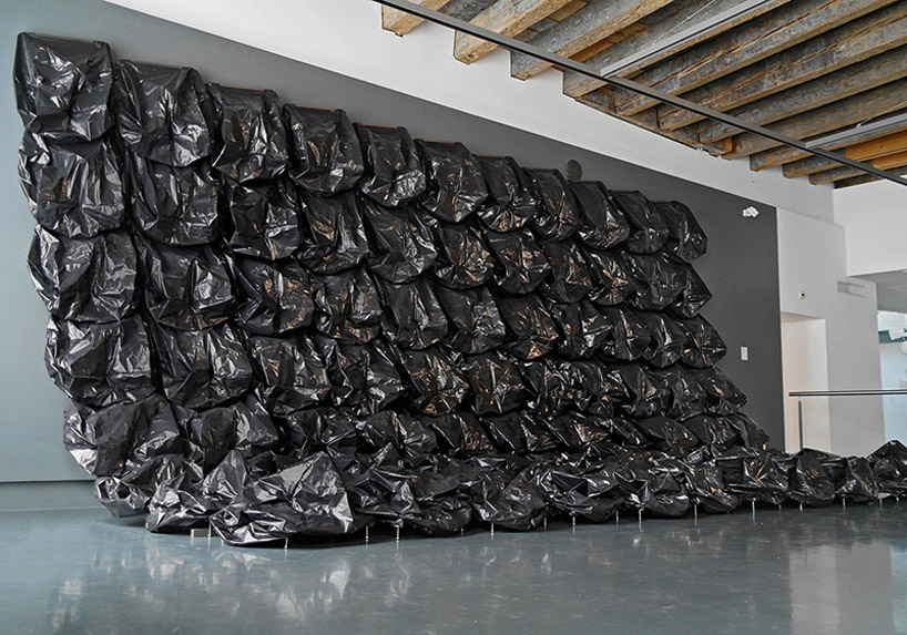 inflatable garbage bag installation by nils volker