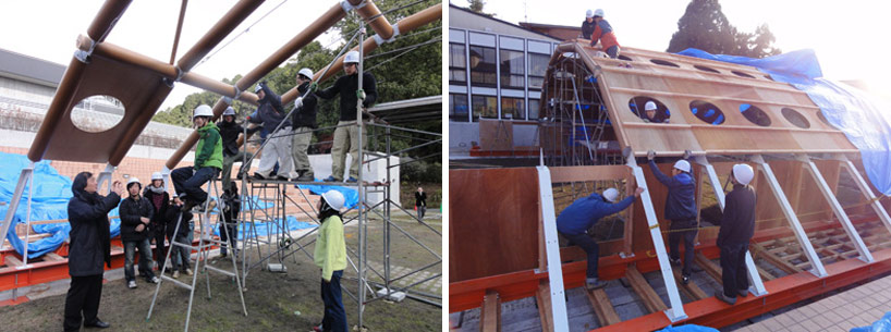 shigeru ban designs temporary studio for kyoto university