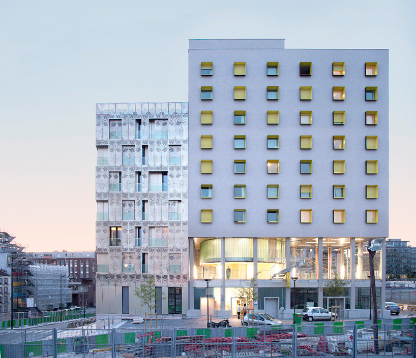stephane maupin elevates dorm on stilts like a pink flamingo