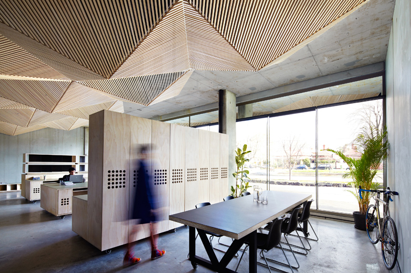 assemble studio features geometric origami ceiling 