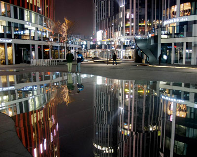 the lost lakes of china pop up as reflections across beijing