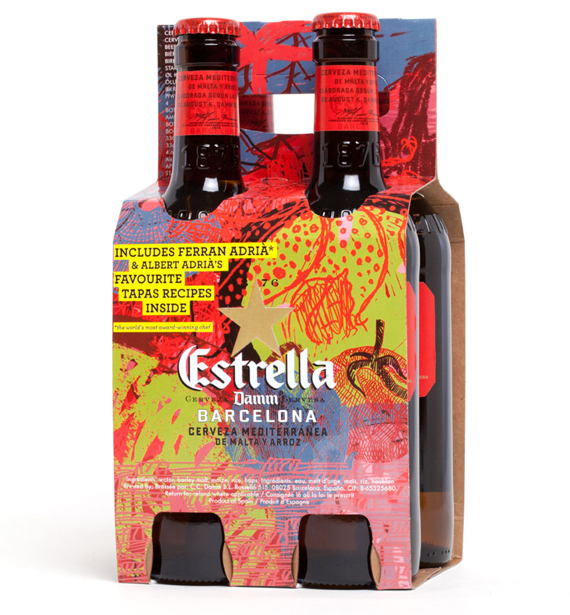 marti guixe designs packaging for estrella damm beer