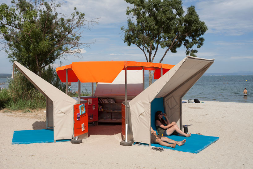 mobile beach library by matali crasset in istres, france