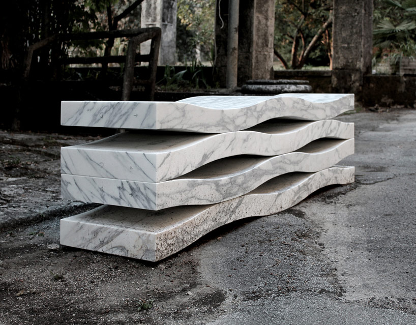 onda - outdoor marble bench by paolo ulian + moreno ratti