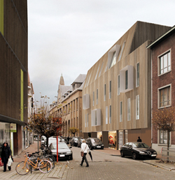 a2o architecten: wooden facade acts as outer shell