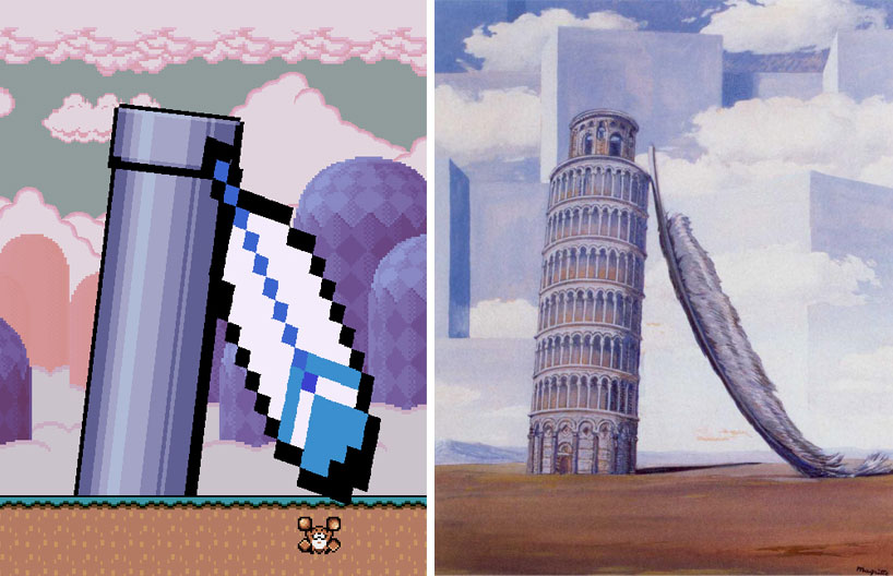 8-bit super mario meets magritte 