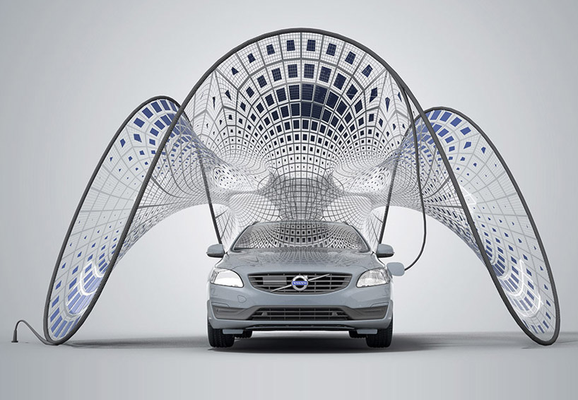 volvo V60's pure tension: a portable solar-powered pavilion